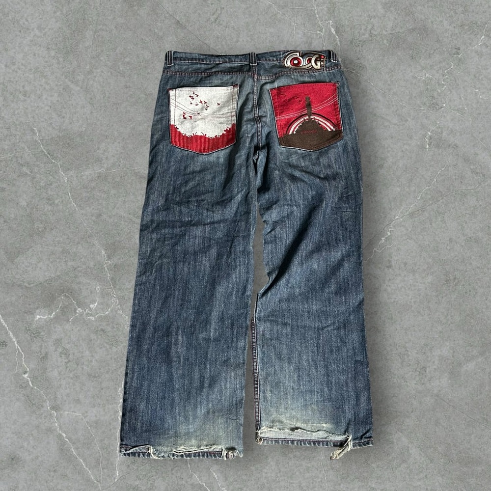 Vintage Coogi Jeans‎ Men 42X33 Blue Y2K Baggy Embroidered Wide Leg Skater Grunge